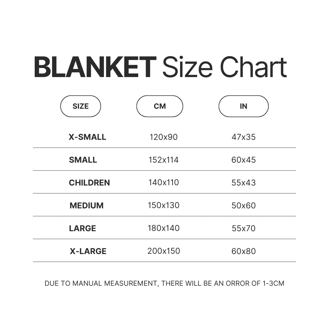 Blanket Size Chart - Bilmuri Shop