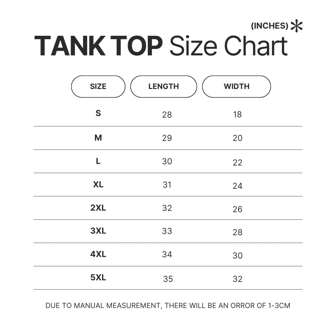 Tank Top Size Chart - Bilmuri Shop