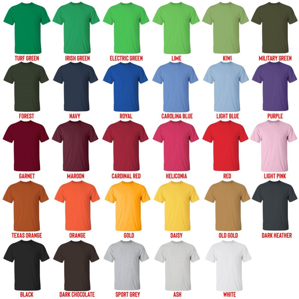 t shirt color chart - Bilmuri Shop